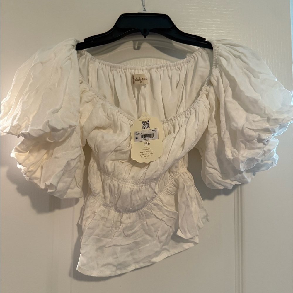 Altar'd State Cream Puff Sleeve Blouse